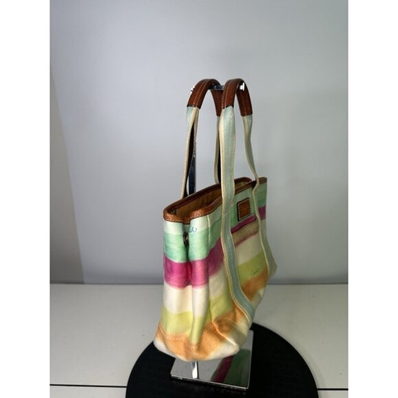 DAMAGE Coach Hampton Watercolor Pastel Stripes Small Tote Handbag A0773-10025 - Picture 5 of 12